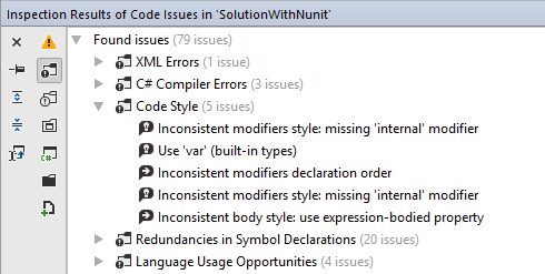 Code syntax style issues found in a solution