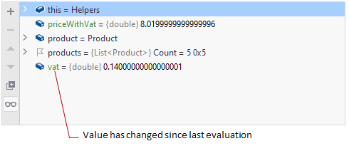 JetBrains Rider: updated variable highlighted in the Debug window