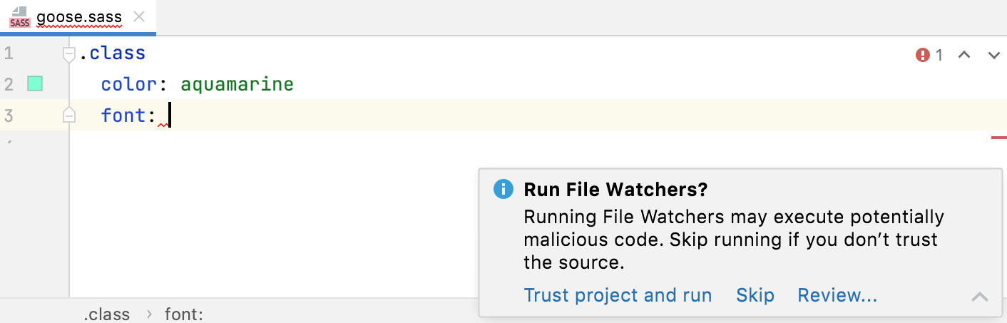Untrusted project warning