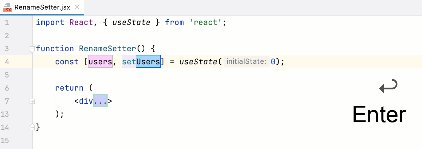 Renaming a state value and the corresponding setter