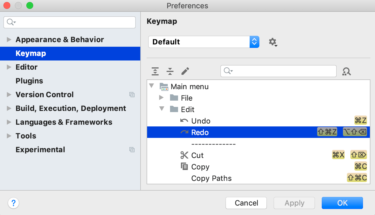 keyboard commands inspect element mac
