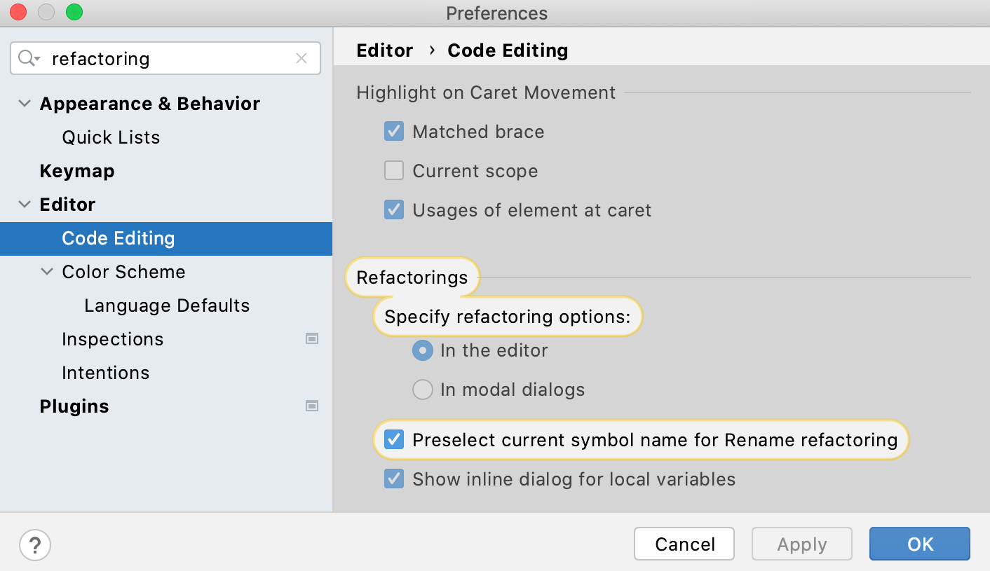 Refactoring settings: open settings in modal dialogs