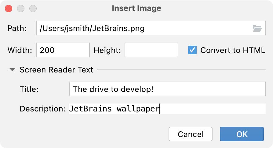 Insert Image with raw HTML