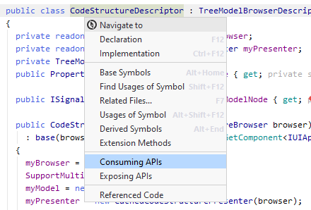 JetBrains Rider: Navigating to consuming APIs of a type