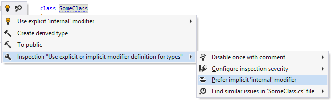 Changing the preference for explicit/implicit 'internal' modifier in the editor