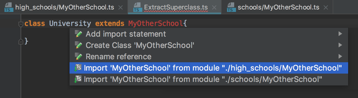 Auto import with suggestion from the TypeScript Language Service: multiple choices