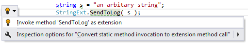 JetBrains Rider: Converting static method invocation to extension method call