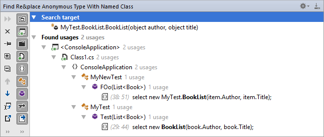 Results of converting anonymous types into a named class Results of converting anonymous types into a named class