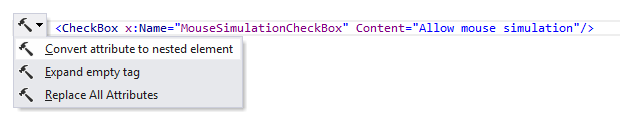 JetBrains Rider: Convert attribute to nested element context action in XAML
