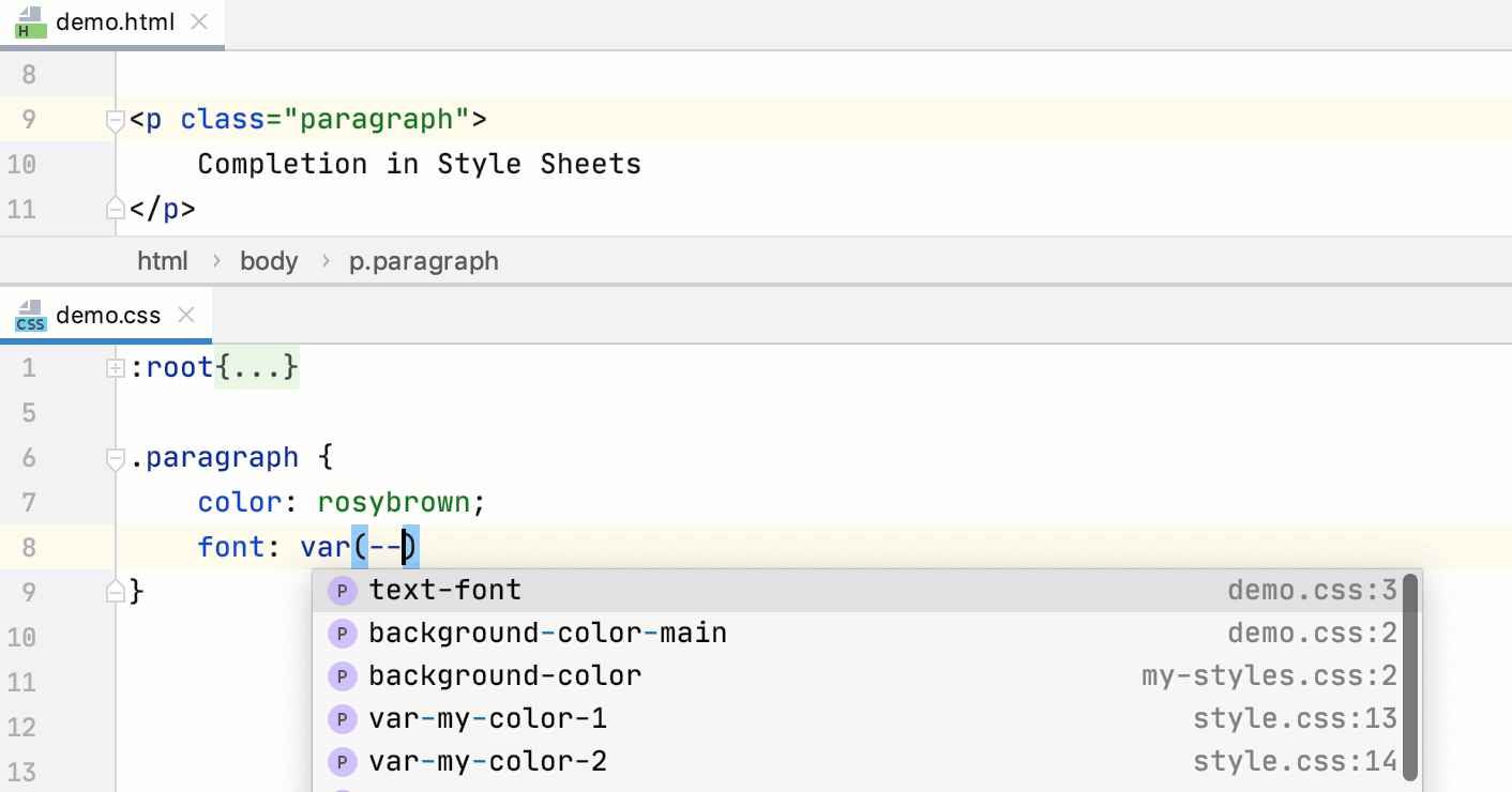 Style Sheets: basic code completion