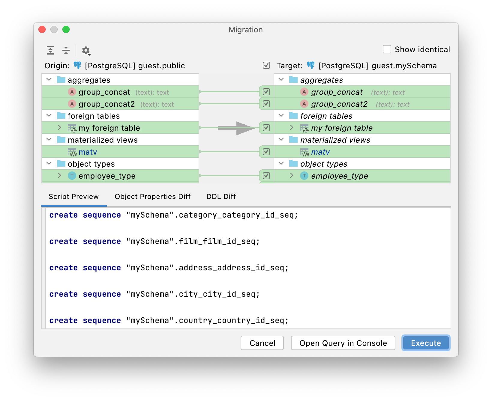 Generate a migration script