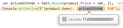 JetBrains Rider: Value tooltips for variables when debugging