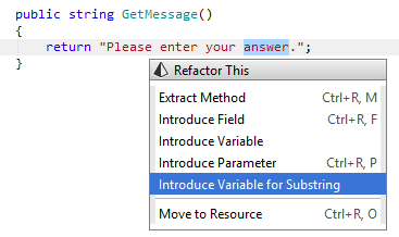 Introducing variable for substring