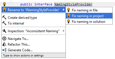 Quick-fix for naming style violation
