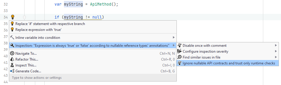 JetBrains Rider: Nullable reference types