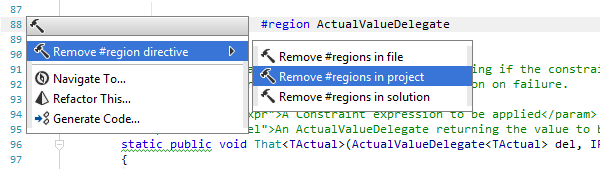 Removing region/endregion directives in the whole solution