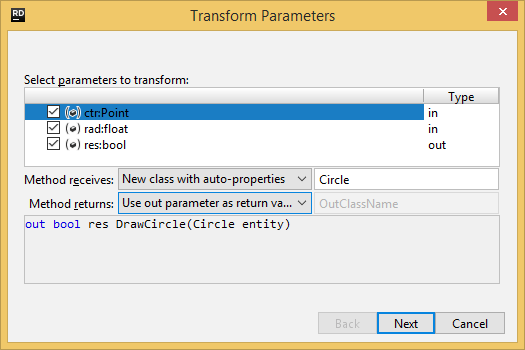 JetBrains Rider. Transforming method's parameters