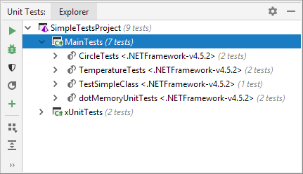 JetBrains Rider: Unit test explorer