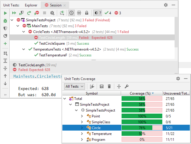 JetBrains Rider: Unit test session coverage