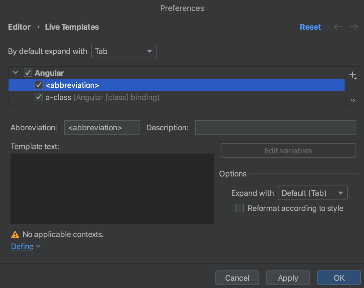 Create live templates | JetBrains Rider