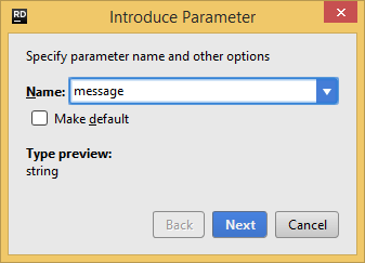 JetBrains Rider: 'Introduce Parameter' refactoring