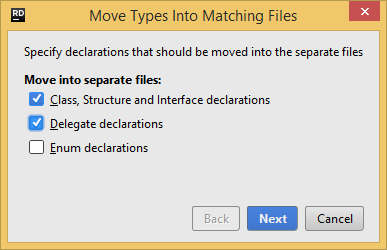 Moving types to matching files