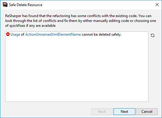 JetBrains Rider: Safe Delete resource. Conflicts