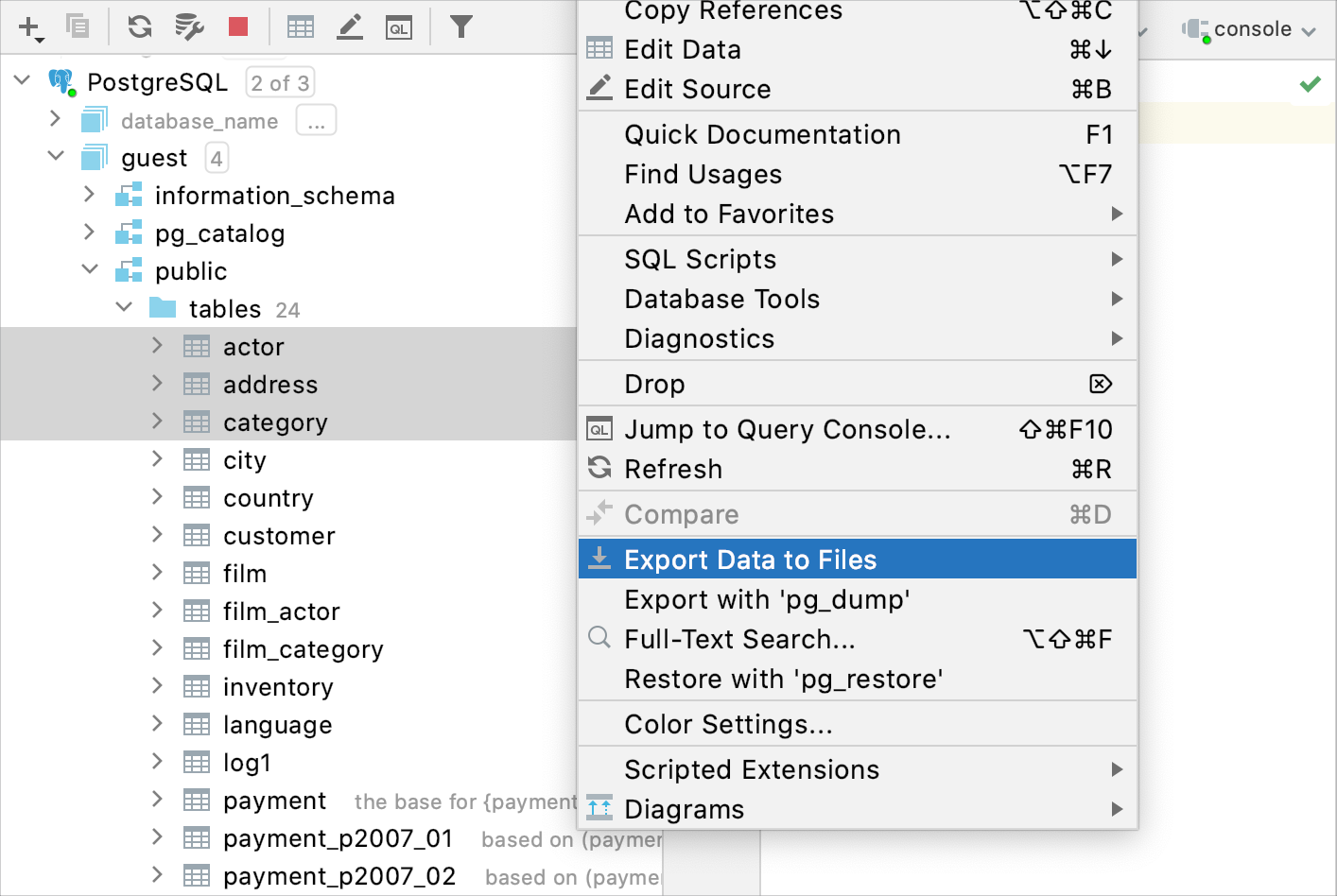 Export data into a file