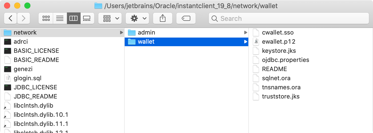 path to wallet files
