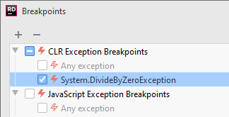 JetBrains Rider: new exception breakpoint