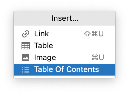 Create a table of contents in a Markdown file