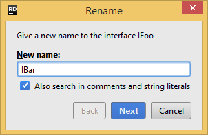 JetBrains Rider: Rename refactoring