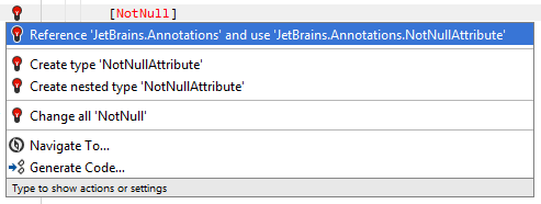 Quick-fix for adding reference to the JetBrains.Annotations module