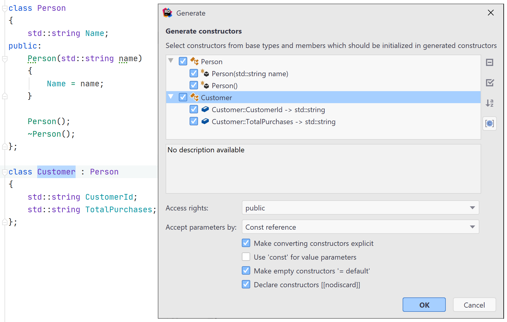 Code Generation in C++ | JetBrains Rider Documentation