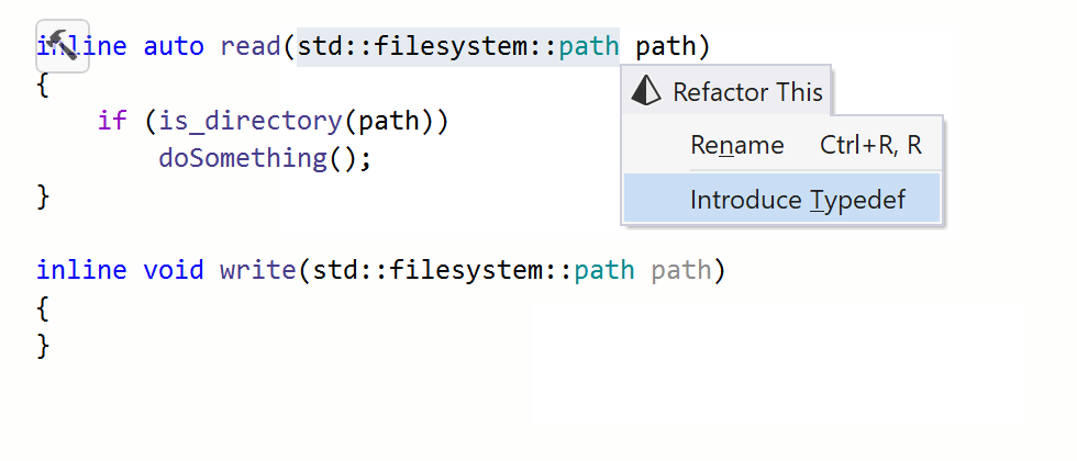 JetBrains Rider: Introduce/Inline typedef refactoring in C++