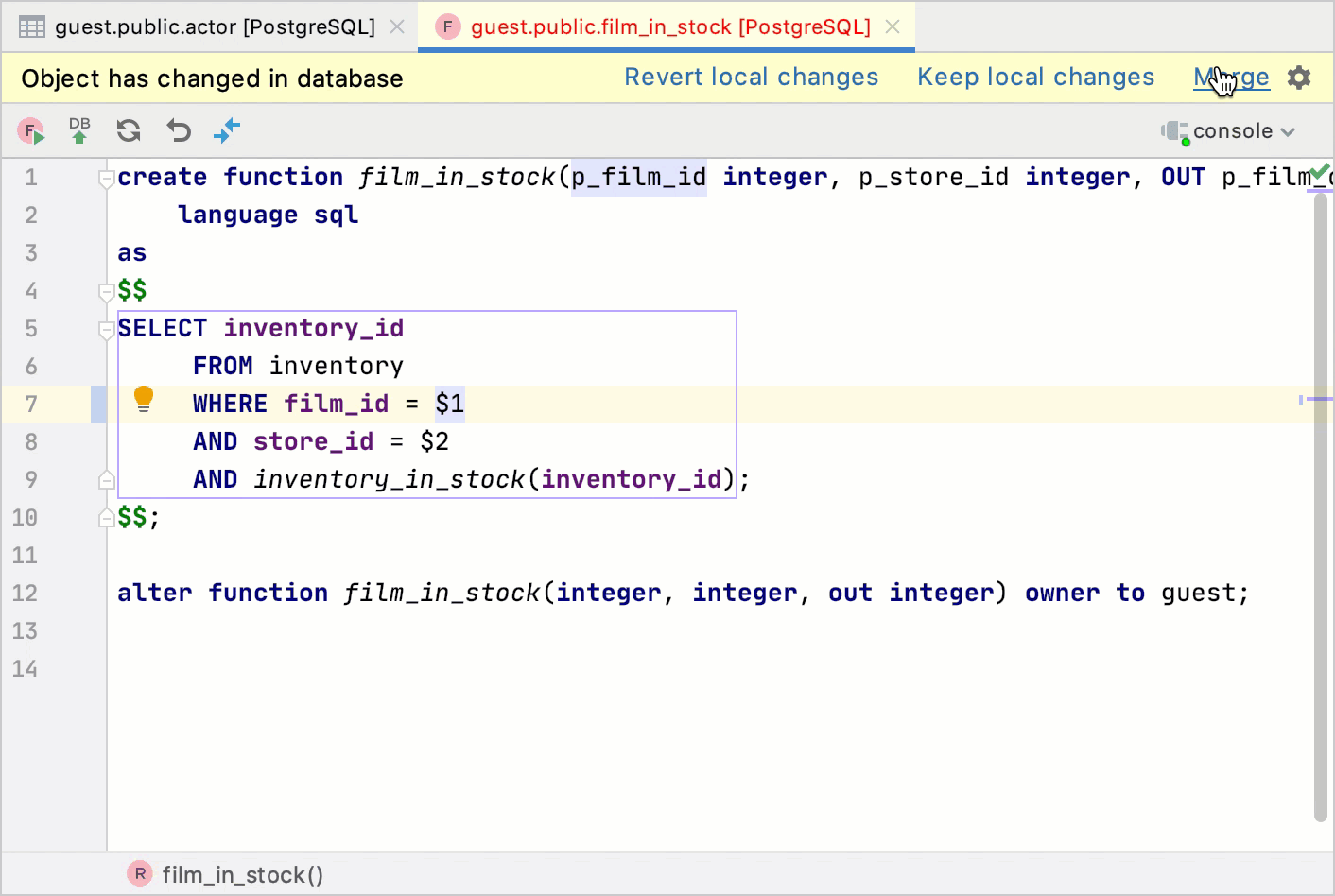 Resolving conflicts when submitting changes