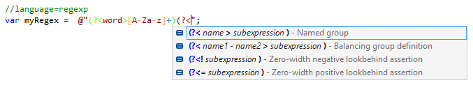 Regex injection in C# string with comment