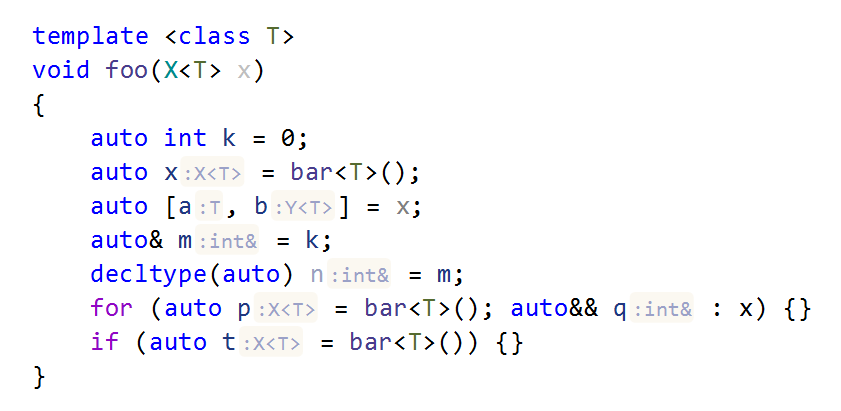 JetBrains Rider C++: type name hints for dependent code