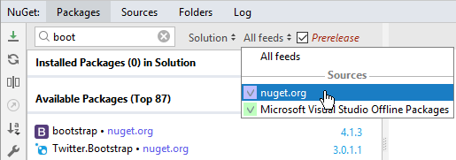 Rider: choosing NuGet package sources