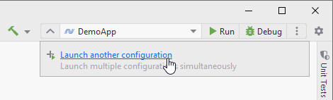 JetBrains Rider: Run/debug configurations. Launch list