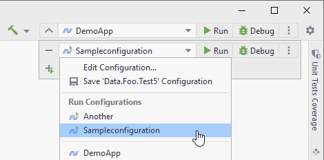 JetBrains Rider: Run/debug configurations. Launch list