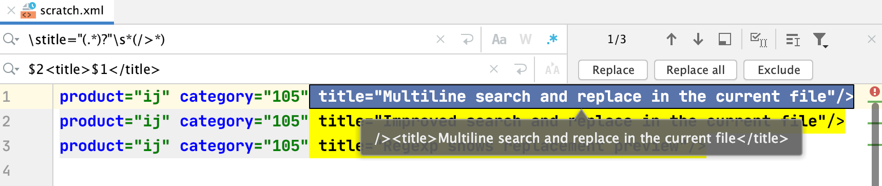 Find and replace text using regular expressions | JetBrains Rider  Documentation
