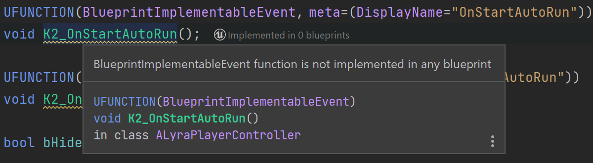 BlueprintImplementableEvent function is not implemented