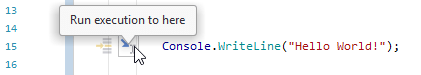 JetBrains Rider debugger: Run to cursor with the hover action