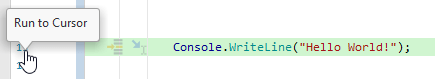 JetBrains Rider debugger: Run to cursor using the line number