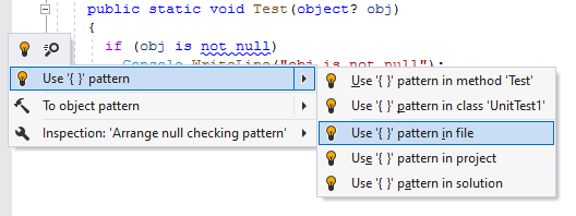 JetBrains Rider syntax style inspection: Use '{ }' pattern