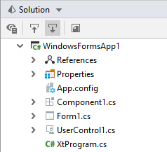 JetBrains Rider: Windows Forms in Solution Explorer