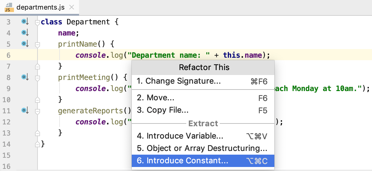 Invoke the Introduce Constant refactoring