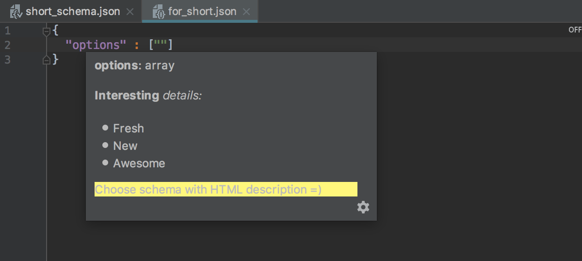 HTML descriptions in documentation for JSON schema definitions with x-intellij-html-description property