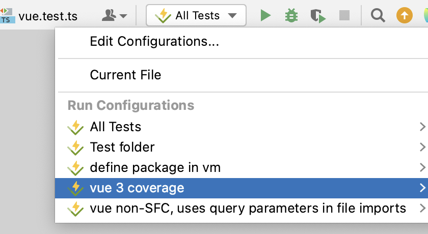 select run/debug configuration